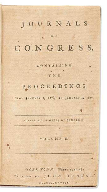 (AMERICAN REVOLUTION--1776.) Journals of Congress, Containing the Proceedings from January 1, 1776, to January 1, 1777.                          